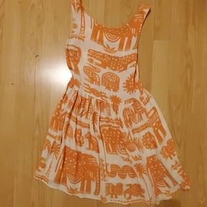 Topshop petite size 2 orange/white dress